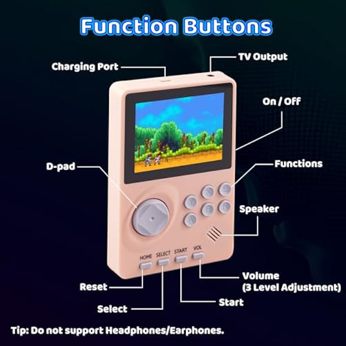 KIDS HANDHELD VIDEO GAME CONSOLE BUILT IN 100 16-BIT GAMES, HANDHELD RETRO GAMING CONSOLE, TRAVE-FRIENDLY GAME CONSOLE, 2.8" COLOR SCREEN, RECHARGEABLE BATTERY, HANDHELD GAME CONSOLE FOR BOY GIRL - Image 4