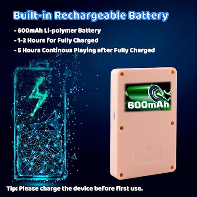 KIDS HANDHELD VIDEO GAME CONSOLE BUILT IN 100 16-BIT GAMES, HANDHELD RETRO GAMING CONSOLE, TRAVE-FRIENDLY GAME CONSOLE, 2.8" COLOR SCREEN, RECHARGEABLE BATTERY, HANDHELD GAME CONSOLE FOR BOY GIRL - Image 5