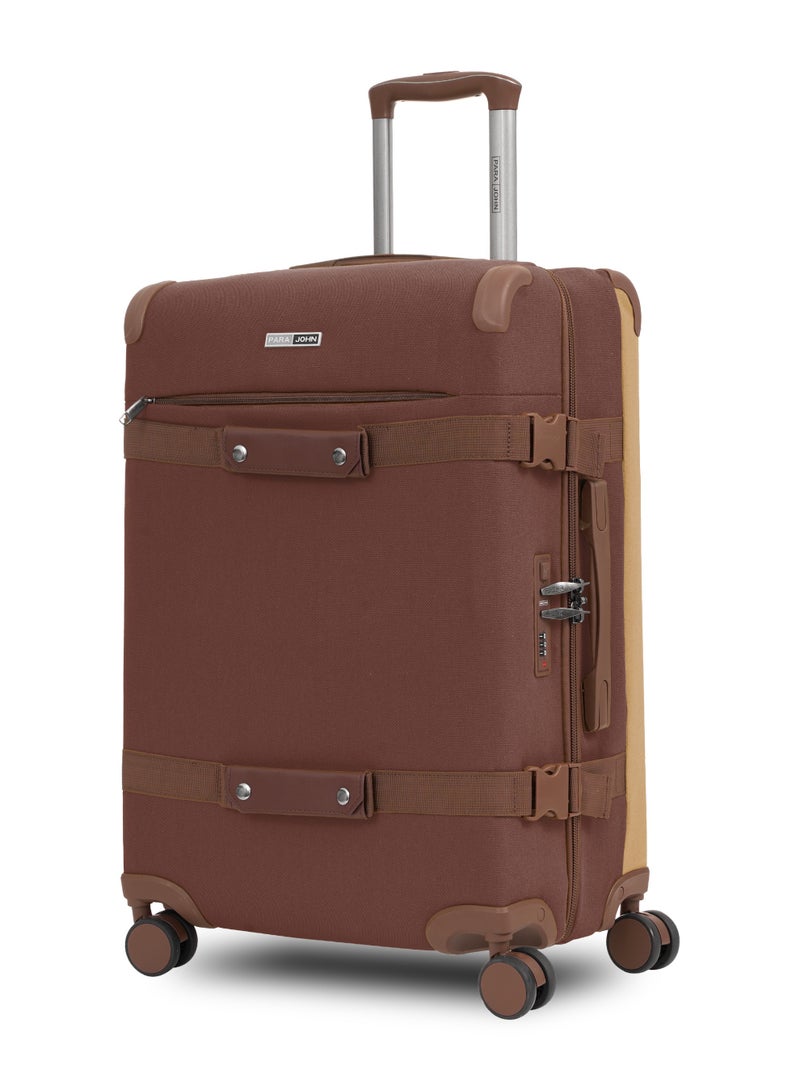 PARAJOHN Retro 3-Piece Canvas Luggage Set | 20/24/28 Inch Suitcases | 8-Wheel 360° Spinner Trolley | Travel Hard Case Set Brown - Image 2