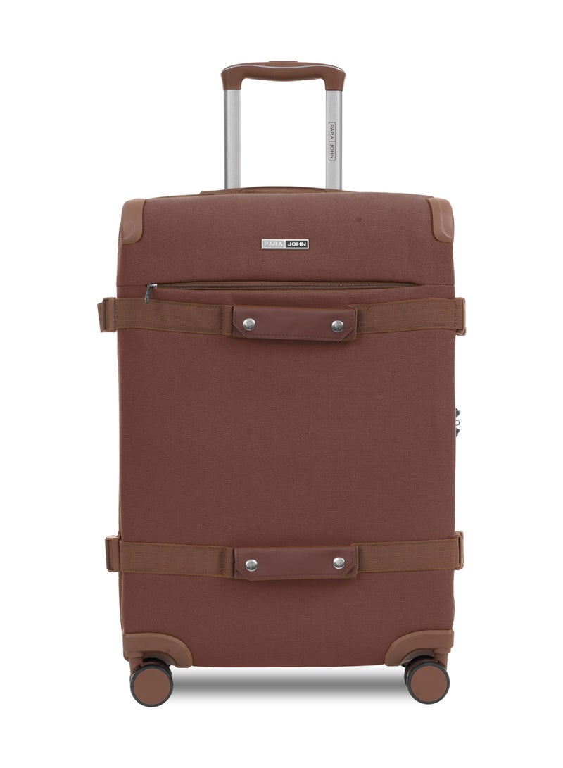 PARAJOHN Retro 3-Piece Canvas Luggage Set | 20/24/28 Inch Suitcases | 8-Wheel 360° Spinner Trolley | Travel Hard Case Set Brown - Image 3
