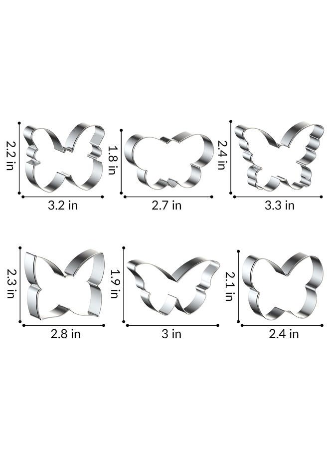 FUSOTO 6PCS Butterfly Cookie Cutters Set, 3 Inches Butterfly Shaped Cookie Cutter, Stainless Steel Cookie Cutters for Baking, Butterfly Shapes Baking Tool for Homemaking Cookie,Biscuits,Dough - Image 2