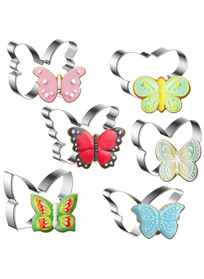 FUSOTO 6PCS Butterfly Cookie Cutters Set, 3 Inches Butterfly Shaped Cookie Cutter, Stainless Steel Cookie Cutters for Baking, Butterfly Shapes Baking Tool for Homemaking Cookie,Biscuits,Dough - Image 1