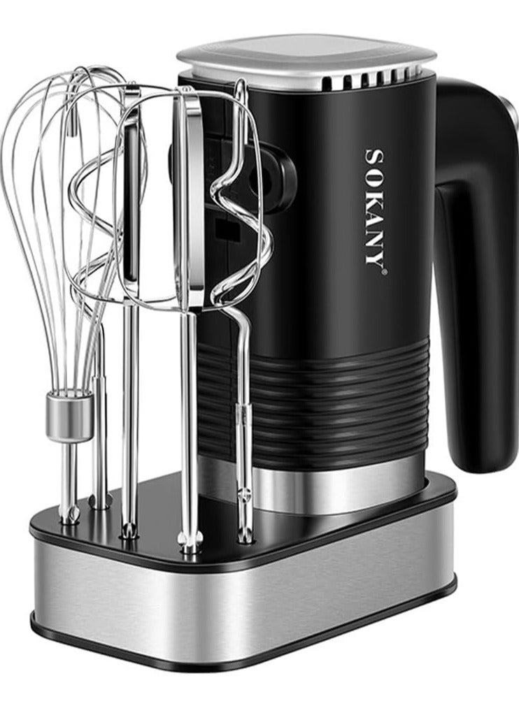 SOKANY SK-02001 800W 3 in 1 Electric Hand Mixer Stainless Steel 5 Speeds with Eject Button, Hand Mixer with 2 Dough Hooks, 2 Beaters and Stainless Steel Bench - Image 2