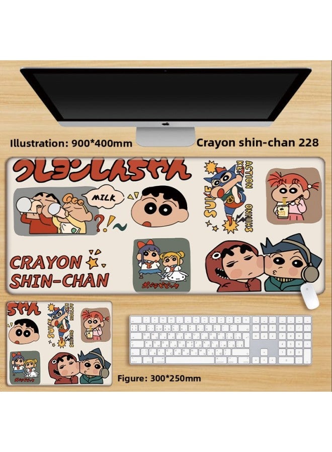Crayon Shin-Chan Mouse Pad Without Edge Extra Large Boys And Girls Cute Cartoon Animation Two-Dimensional Computer Keyboard-Color:70x35cm Thickness 3mm-Pattern:Pink Crayon Shin-chan 160