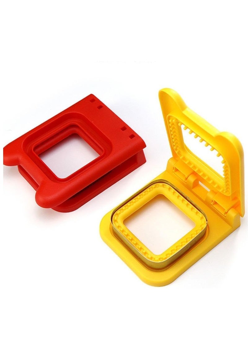 RATSAW Red Sandwich Cutter and Sealer Set Square Decruster Sandwich Maker Bread Toast Breakfast Making Mold Make and Freeze DIY Pocket Minis for Cookie Cutters Baking Tools and Accessories  - Image 4