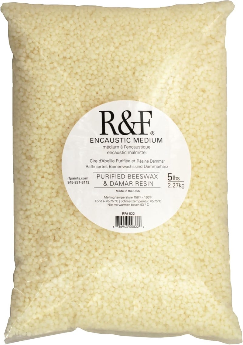 R&F Handmade Paints Encaustic Medium - 5 Pound Bag of Purified Beeswax and Damar Resin - Image 1