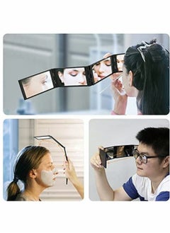 YQbest Four Panel Folding Mirror 4 Sided Foldable Makeup Handheld Compact Tabletop for Self Styling and Hair Cutting Shaving Easy to See Your Back Head  - Image 2