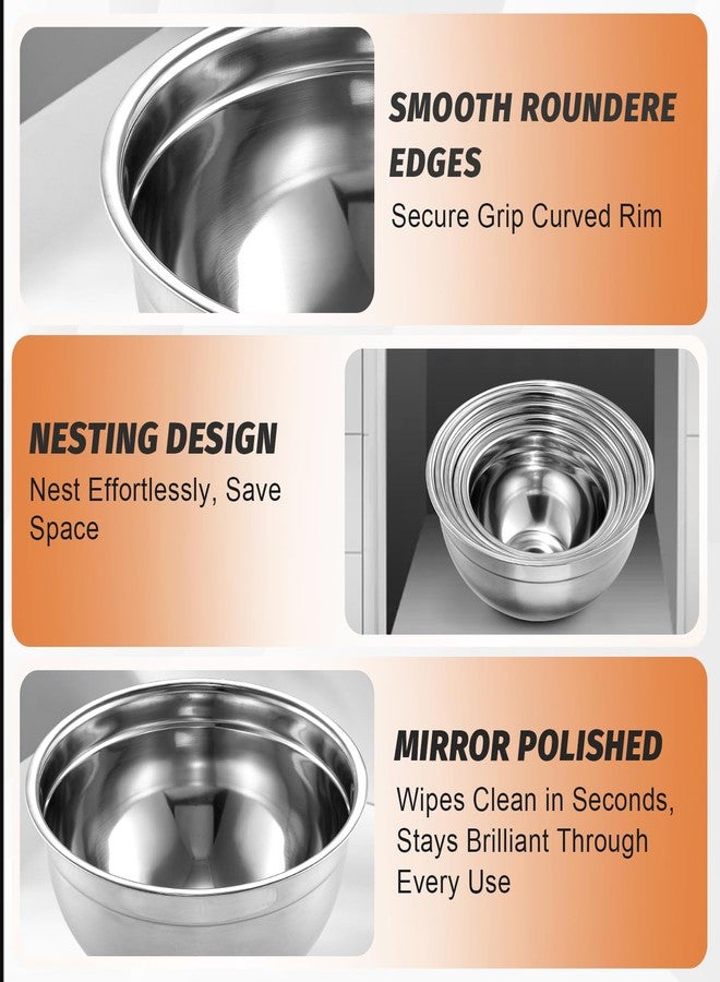 BEWOS Mixing Bowls with Airtight Lids Set - 5 Pcs Stainless Steel Mixing Bowls With 3 Grater Attachments, Size 4.5, 4, 3.5, 2.1, 1.5QT Metal Bowls for Baking and Serving (Colored) - Image 5