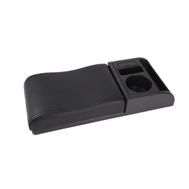 Car Armrest Cover Cushion: Black - No Damage Installation, Comfortable Durable, With Retractable Storage & USB Charging Port, Universal Fit for Most Car Models - Image 1