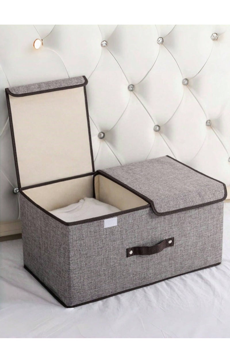 2-Compartment Storage Box for Organizing Clothes, Towels & Bed Sheets – Foldable and Durable Wardrobe Organizer - Image 1