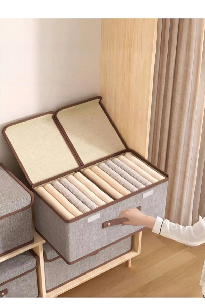 2-Compartment Storage Box for Organizing Clothes, Towels & Bed Sheets – Foldable and Durable Wardrobe Organizer - Image 2