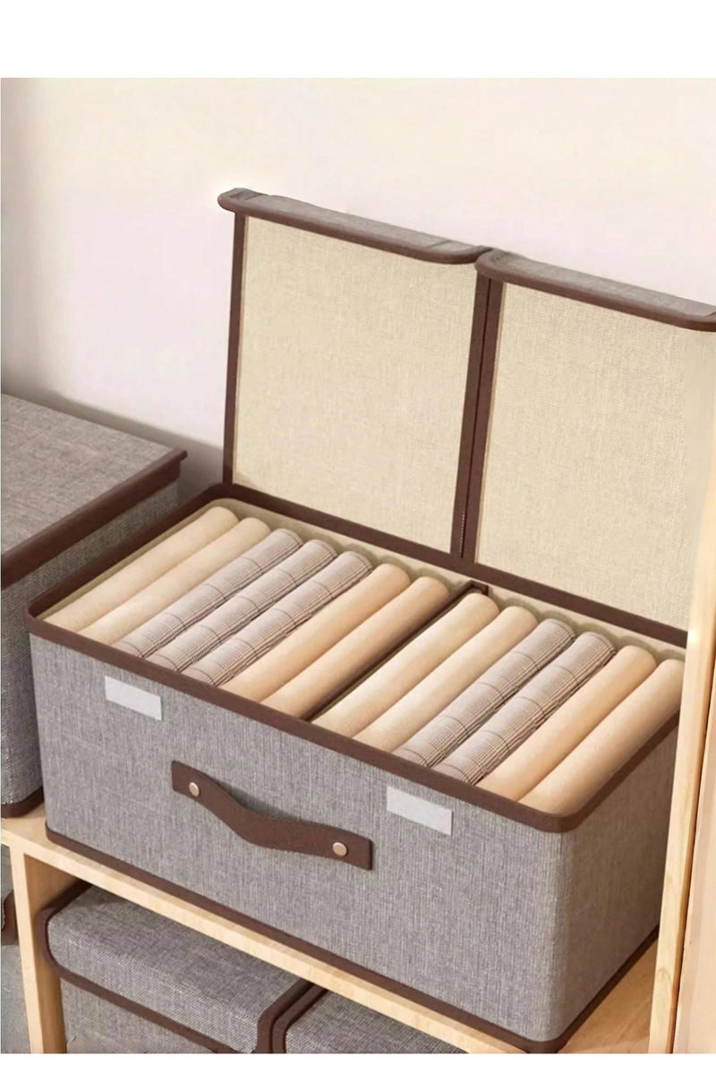 2-Compartment Storage Box for Organizing Clothes, Towels & Bed Sheets – Foldable and Durable Wardrobe Organizer - Image 3