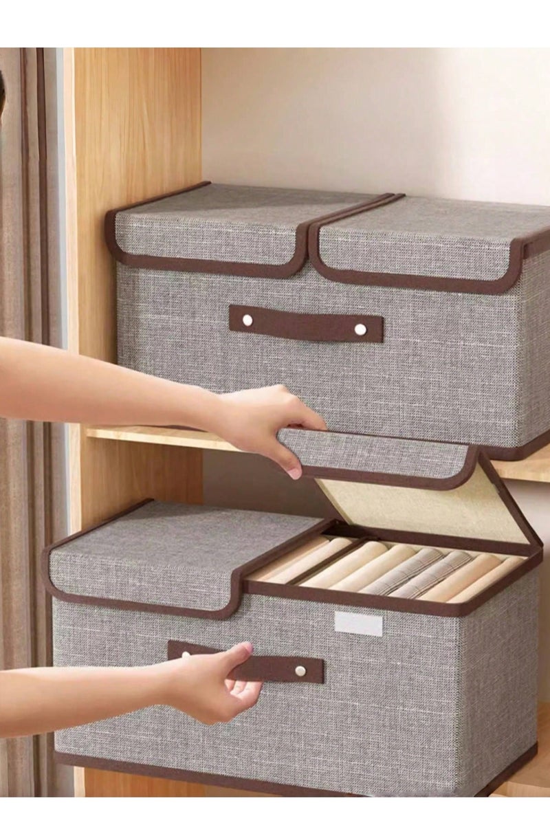 2-Compartment Storage Box for Organizing Clothes, Towels & Bed Sheets – Foldable and Durable Wardrobe Organizer - Image 4