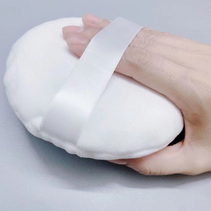 manqianxun Powder Puff, manqianxun 5.1Inch Large Loose Powder Puff for Body Powder, Ultra Soft Washable Velour Fluffy Body Powder Puffs with Ribbon, White