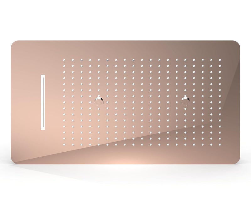 Auriga SMFS2MRW Rose Gold Multifunction Shower | 574 mm x 330 mm Large Shower Head | Rainfall, Mist & Waterfall Modes | Elegant Mirror Finish | Fully Openable Design | Easy False Ceiling Installation - Image 1