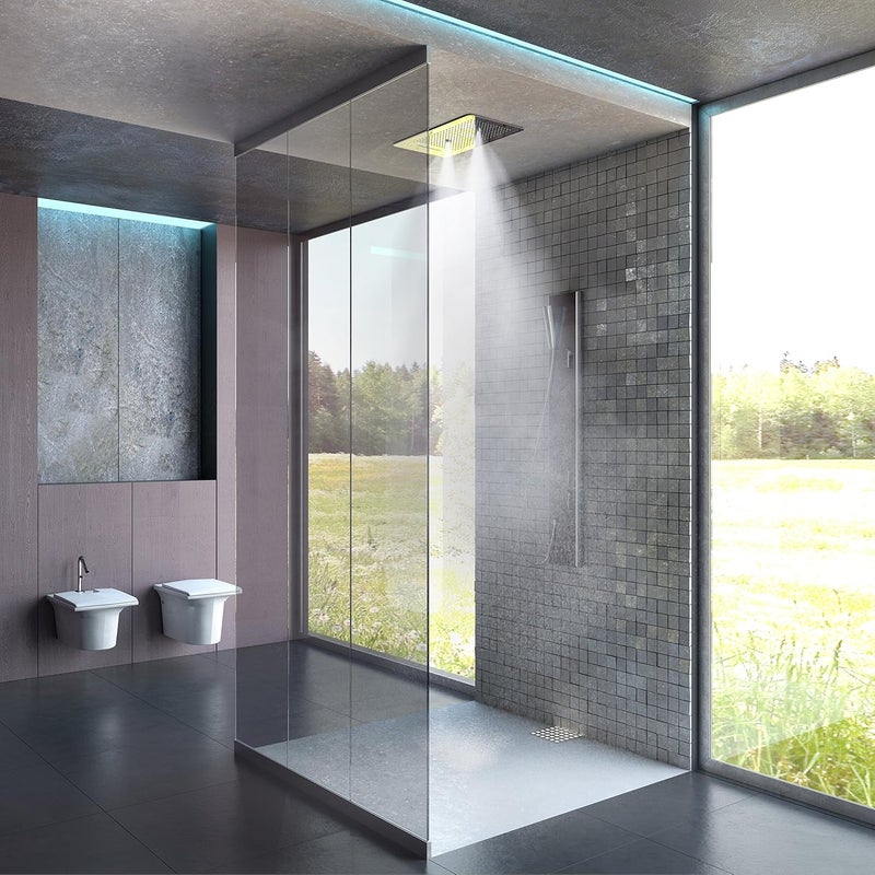 Auriga SMFS2MRW Rose Gold Multifunction Shower | 574 mm x 330 mm Large Shower Head | Rainfall, Mist & Waterfall Modes | Elegant Mirror Finish | Fully Openable Design | Easy False Ceiling Installation - Image 2