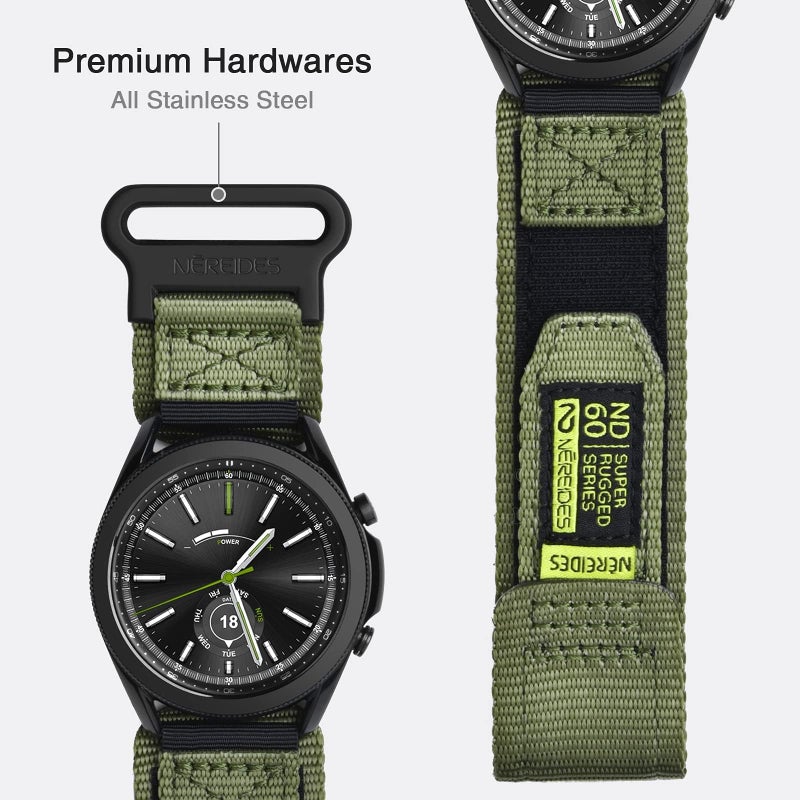Nereides Band Compatible with Watch 3 45mm/Watch 46mm/Gear S3 Frontier/Classic, 22mm Nylon Sport Replacement Strap for Men Women (Army Green,L) - Image 5
