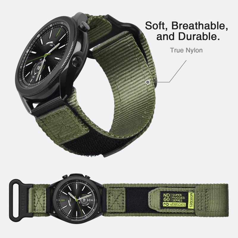 Nereides Band Compatible with Watch 3 45mm/Watch 46mm/Gear S3 Frontier/Classic, 22mm Nylon Sport Replacement Strap for Men Women (Army Green,L) - Image 4