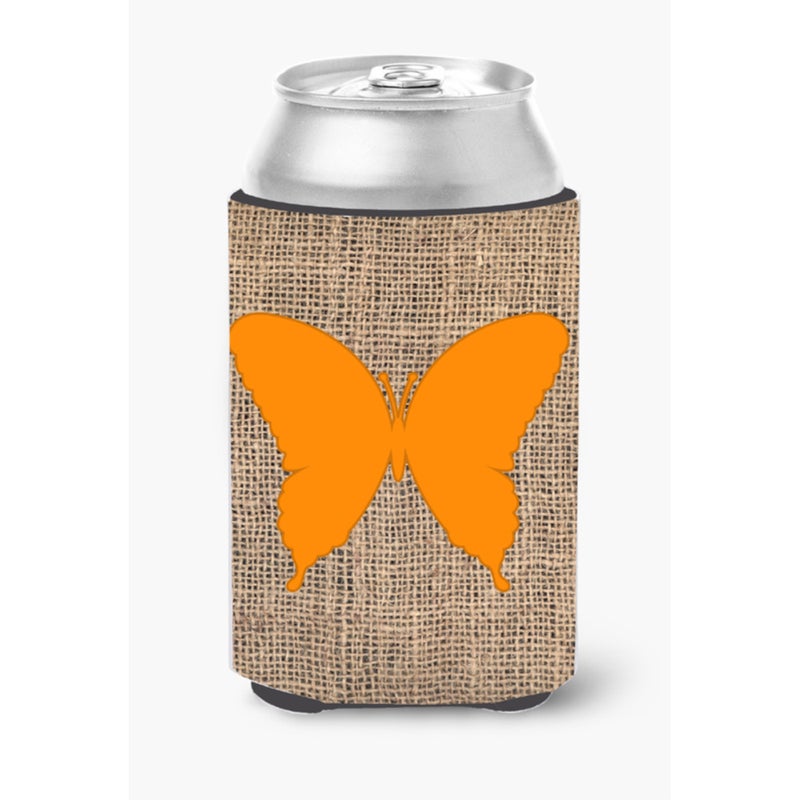 Caroline's Treasures Butterfly Burlap and Orange Can or Bottle Beverage Insulator Hugger BB1048 