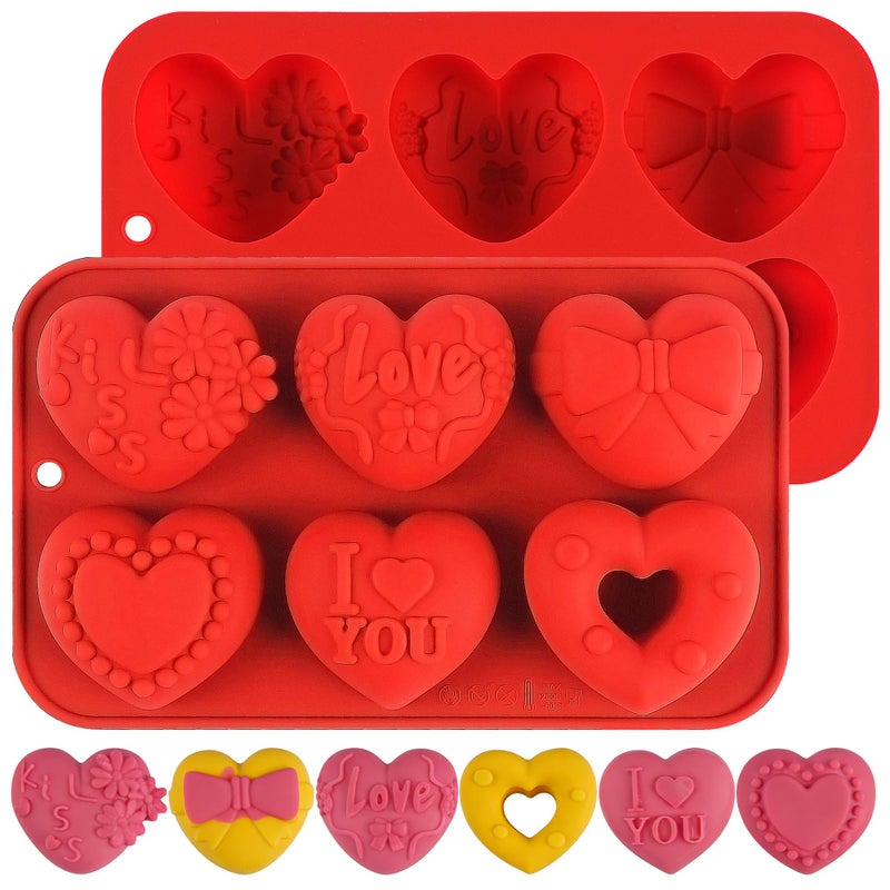 Sidosir 2Pcs Silicone Heart Candy Chocolate Molds, Valentine's Day Chocolate Nonstick Molds for Crafting Cakes, Heart Baking Silicone Mold for Home Bakers, Brownies, and Desserts - Image 1