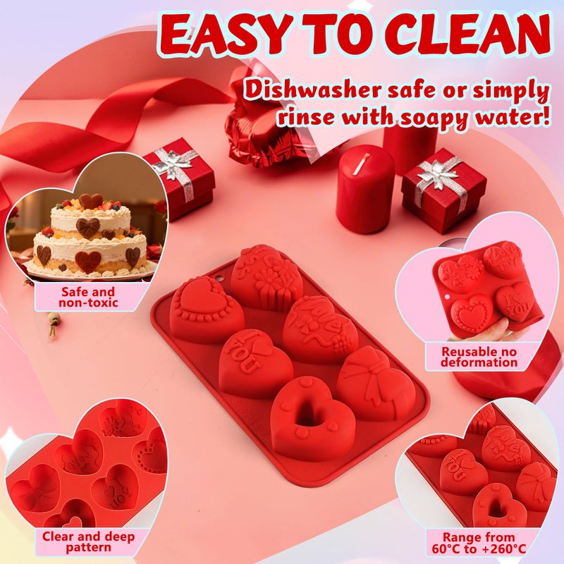 Sidosir 2Pcs Silicone Heart Candy Chocolate Molds, Valentine's Day Chocolate Nonstick Molds for Crafting Cakes, Heart Baking Silicone Mold for Home Bakers, Brownies, and Desserts - Image 3