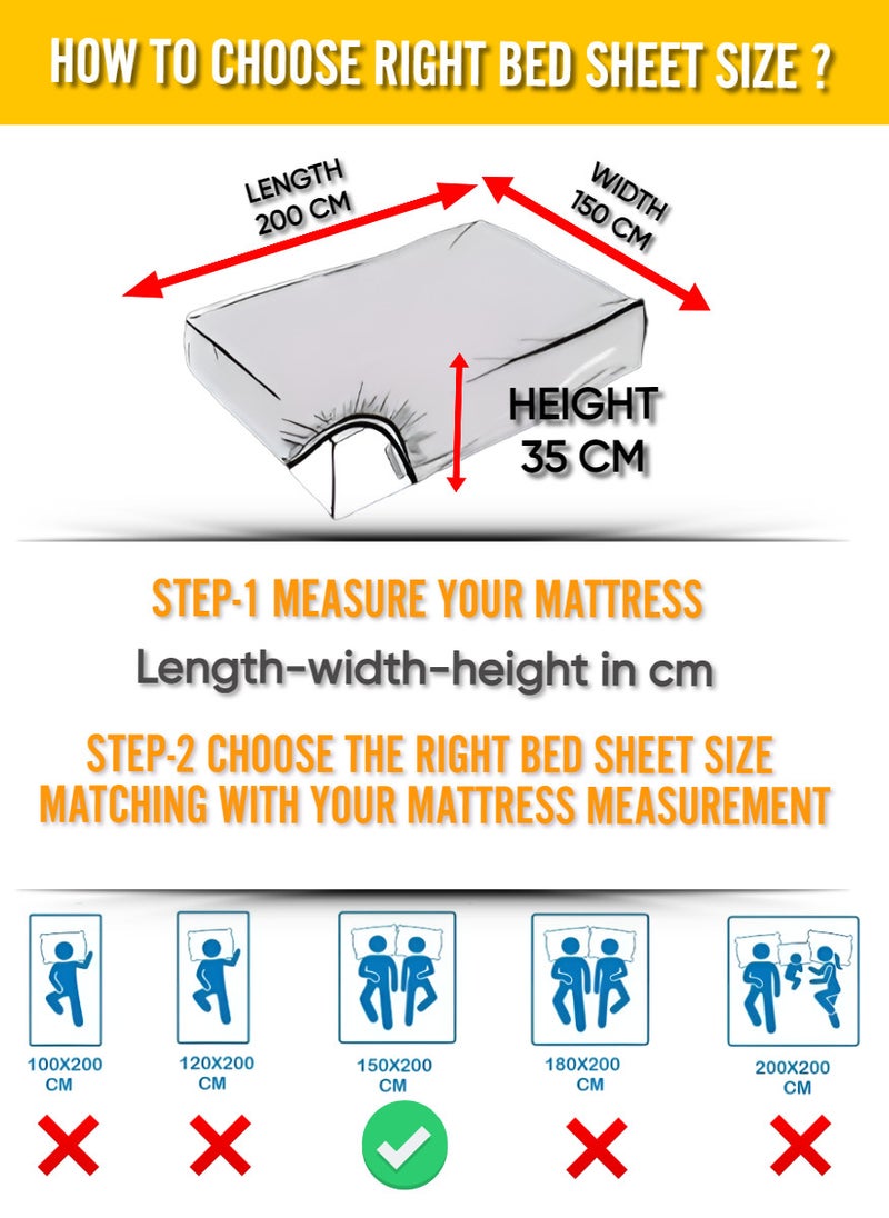 Blueberry Golden Cotton Double Striped Fitted Elastic Bedsheet 150x200+35cm - Image 3