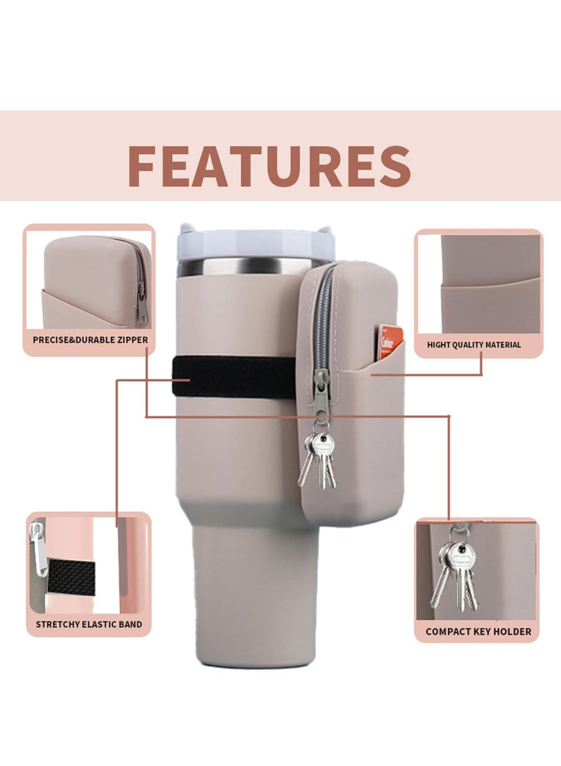 SYOSI Water Bottle Carrier Bag with Pocketfor, Silicone Design Tumbler Pouch for Phone, Card, Keys, Earphone  - Image 4