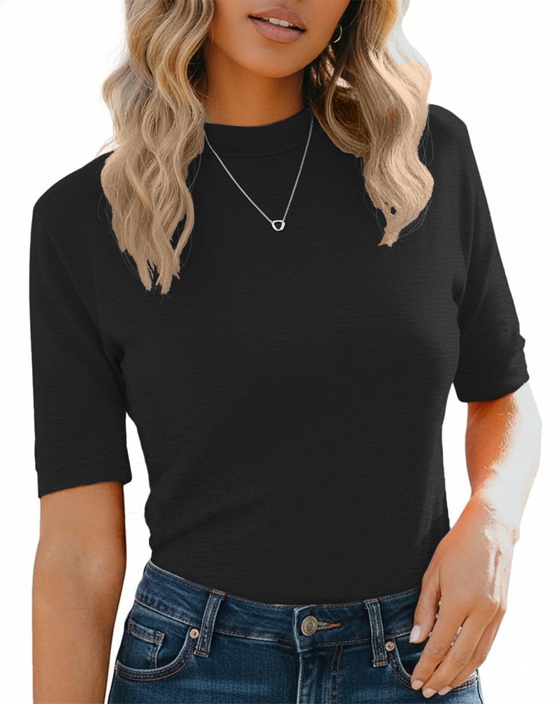 PrinStory Women's Summer Tops for Women 2025 Trendy Black Tops for Women US M Carbon Black - Image 1