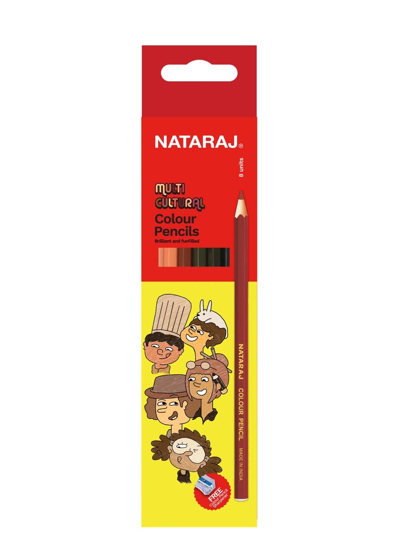 NATARAJ 8-Piece Multi Cultural Colour Pencils With Sharpener 