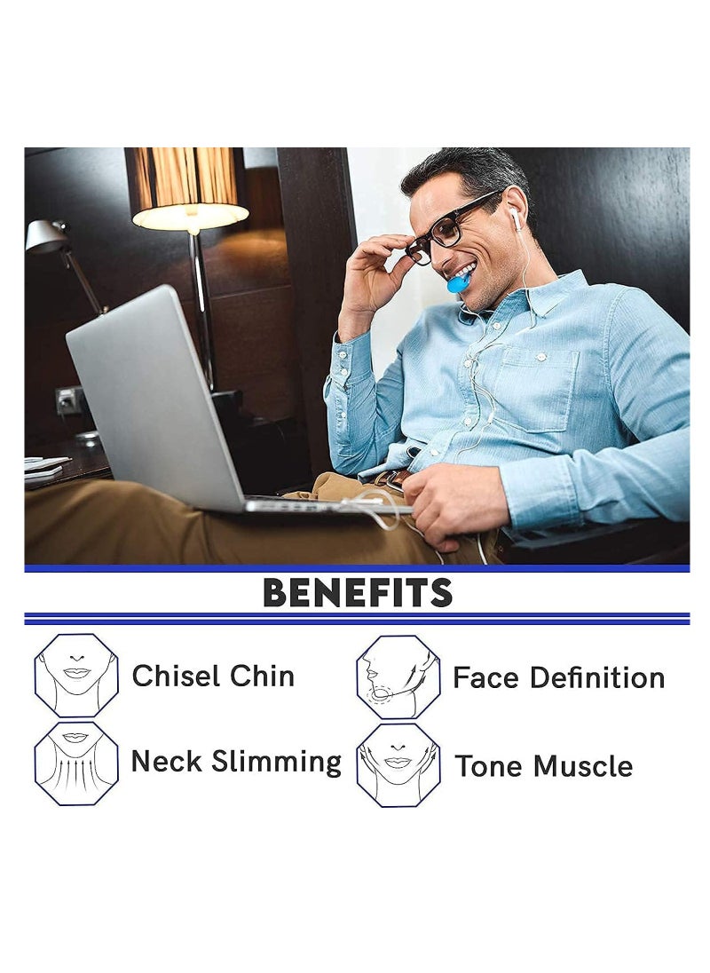 Generic - 1 Piece Jawline Exerciser Jaw, Face, and Neck Exerciser - Define Your Jawline, Slim and Tone Your Face, Look Younger and Healthier - Helps Reduce Stress and Craving (Blue) - Image 1