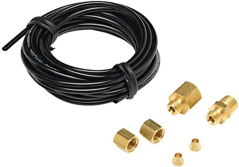 Replacement 9ft Black Nylon Mechanical Boost Gauge Hose Kit with 1/8-27 NPT Compression Fittings
