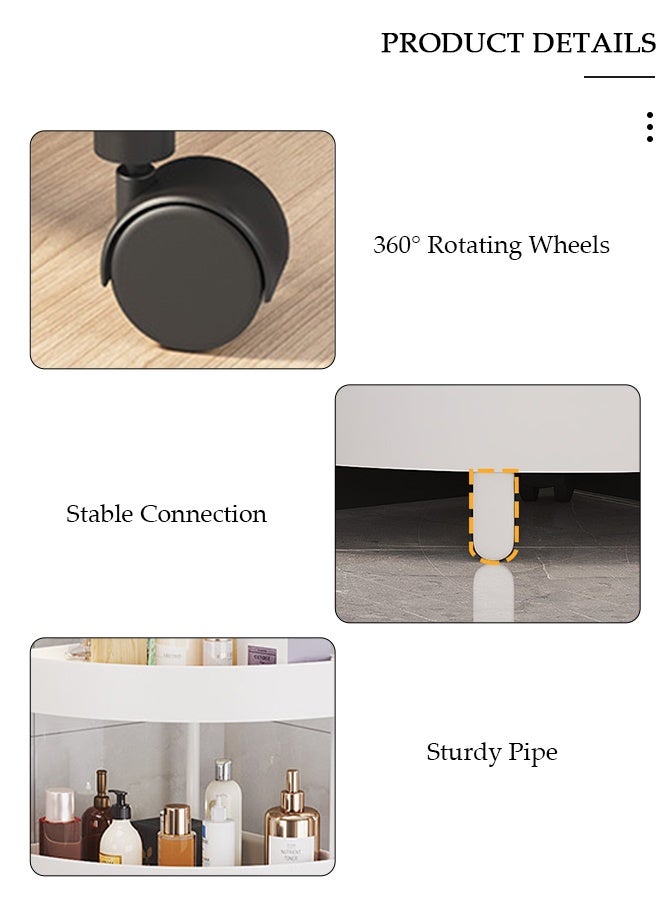 DUNISO رف دش بزاوية 4 طبقات، عربة أدوات دوارة بزاوية 360°، منظم تخزين متعدد الوظائف مستقر مع ارتفاع حواجز مرتفعة، عربة تخزين بلاستيكية بزاوية، رف تخزين مثلث للمطبخ، الغسيل، وغرفة النوم - Image 3
