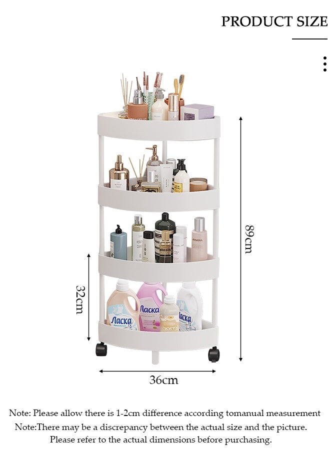DUNISO رف دش بزاوية 4 طبقات، عربة أدوات دوارة بزاوية 360°، منظم تخزين متعدد الوظائف مستقر مع ارتفاع حواجز مرتفعة، عربة تخزين بلاستيكية بزاوية، رف تخزين مثلث للمطبخ، الغسيل، وغرفة النوم - Image 2