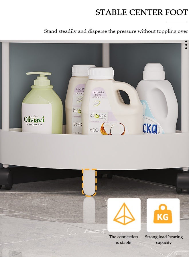 DUNISO رف دش بزاوية 4 طبقات، عربة أدوات دوارة بزاوية 360°، منظم تخزين متعدد الوظائف مستقر مع ارتفاع حواجز مرتفعة، عربة تخزين بلاستيكية بزاوية، رف تخزين مثلث للمطبخ، الغسيل، وغرفة النوم - Image 5