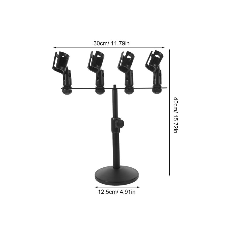 Microphone Stand: Multi 4 Arm Microphone Holder For Tabletop Podcast Studio, Recording Music Or Live Streaming, Universal Mic Rack For Singing - Image 5