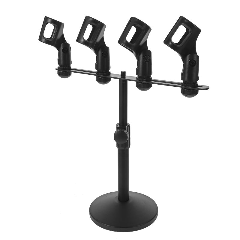 Microphone Stand: Multi 4 Arm Microphone Holder For Tabletop Podcast Studio, Recording Music Or Live Streaming, Universal Mic Rack For Singing - Image 1
