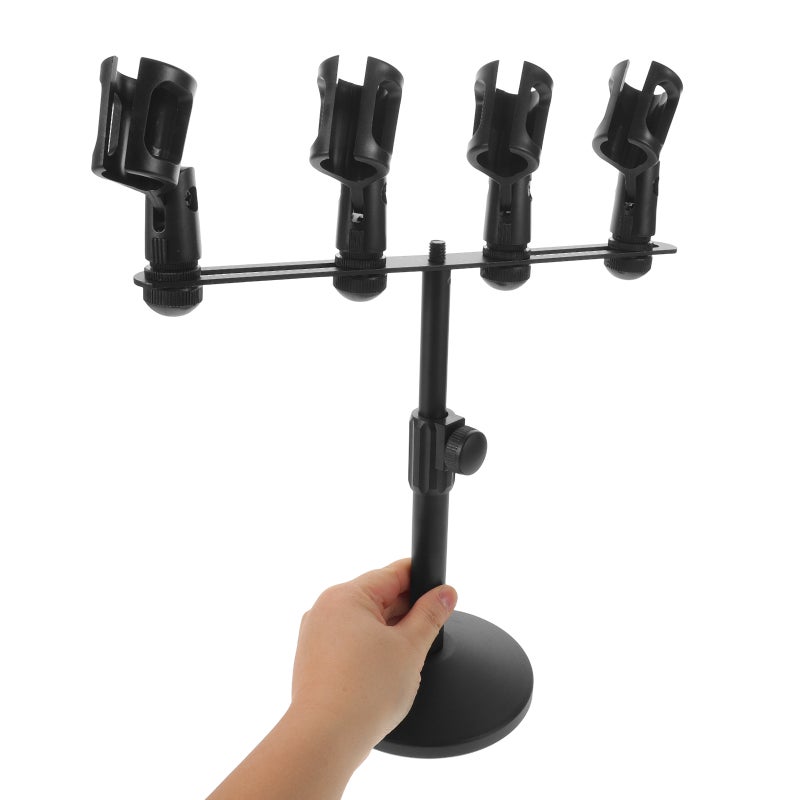 Microphone Stand: Multi 4 Arm Microphone Holder For Tabletop Podcast Studio, Recording Music Or Live Streaming, Universal Mic Rack For Singing - Image 3