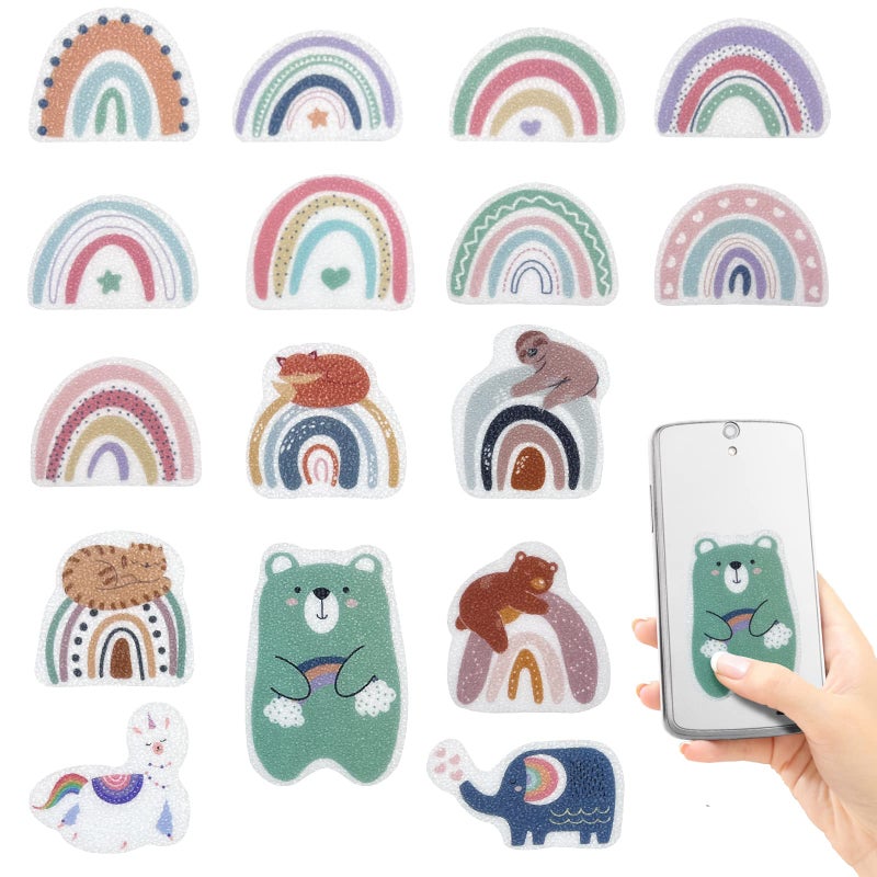 KPOONI KPOONI 16 PCS Calm Stickers Sensory Calming Stickers Tactile Rough Textured Rainbow Style Adhesives for Water BottlePhoneDeskOffice Green 