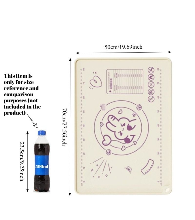 70cm X 50cm Upgraded Thickened Food Grade Silicone Baking Mat Dough Mat High Temperature Resistant Non Slip Non Stick Easy To Clean With Built In Scale - Image 3