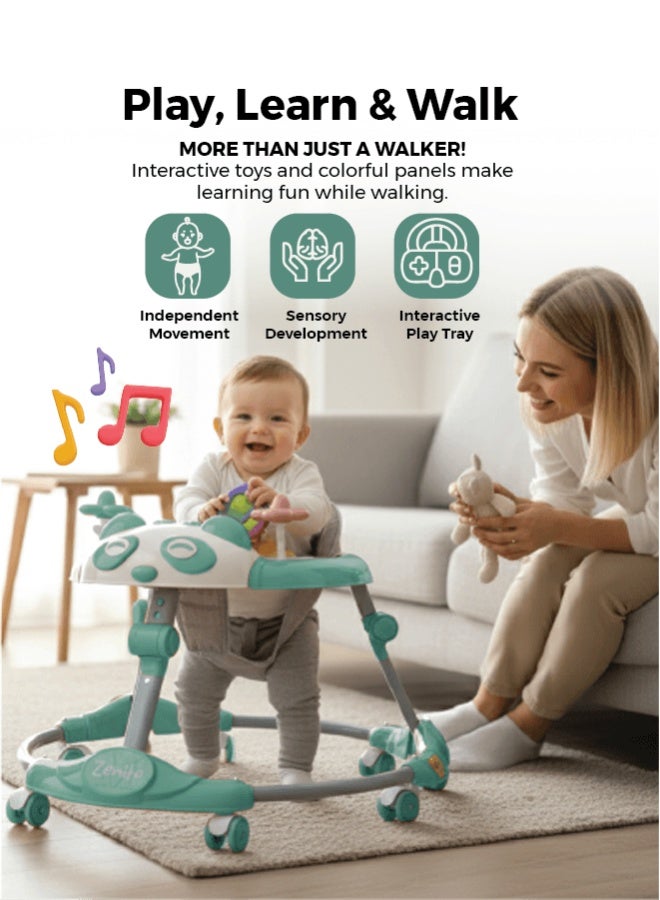 Zenito Baby Walker - Activity & First Steps Aid with Music, Lights & Toys | Adjustable Height, Comfortable Seat & Sturdy Wheels | Foldable Baby Walking Trainer for Infants & Toddlers - Multicolor - Image 3