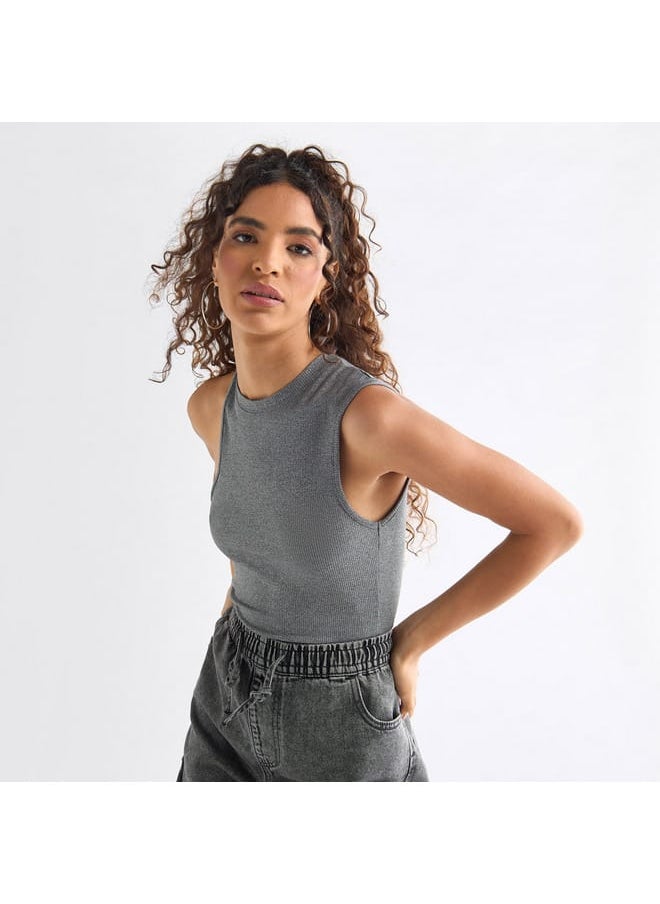 FAV Ribbed Sleeveless Top with Crew Neck  - Image 1