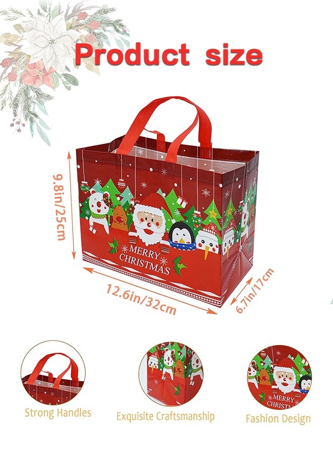 مجموعة من 6 حقائب هدايا عيد الميلاد مع مقابض - لوازم حفلات عيد الميلاد غير المنسوجة القابلة لإعادة الاستخدام تقدم نمط سانتا كلوز لعيد الميلاد المجيد للتسوق في العام الجديد الطول 12.6 بوصة × الارتفاع 9.8 بوصة × العرض 6.7 بوصة (32 × 25 × 17 سم) - Image 4
