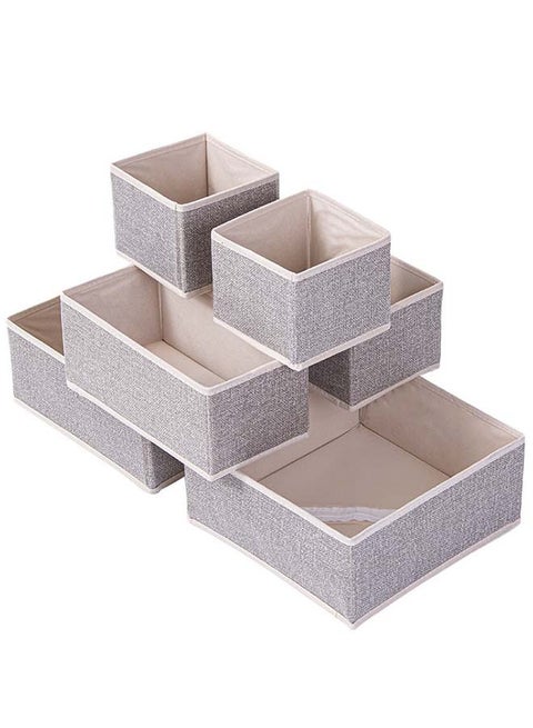 6 Pack Wardrobe Organiser Foldable Underwear Drawer Organiser Closet Organizers and Storage for Clothes, Socks, Scarves, Ties (Beige)