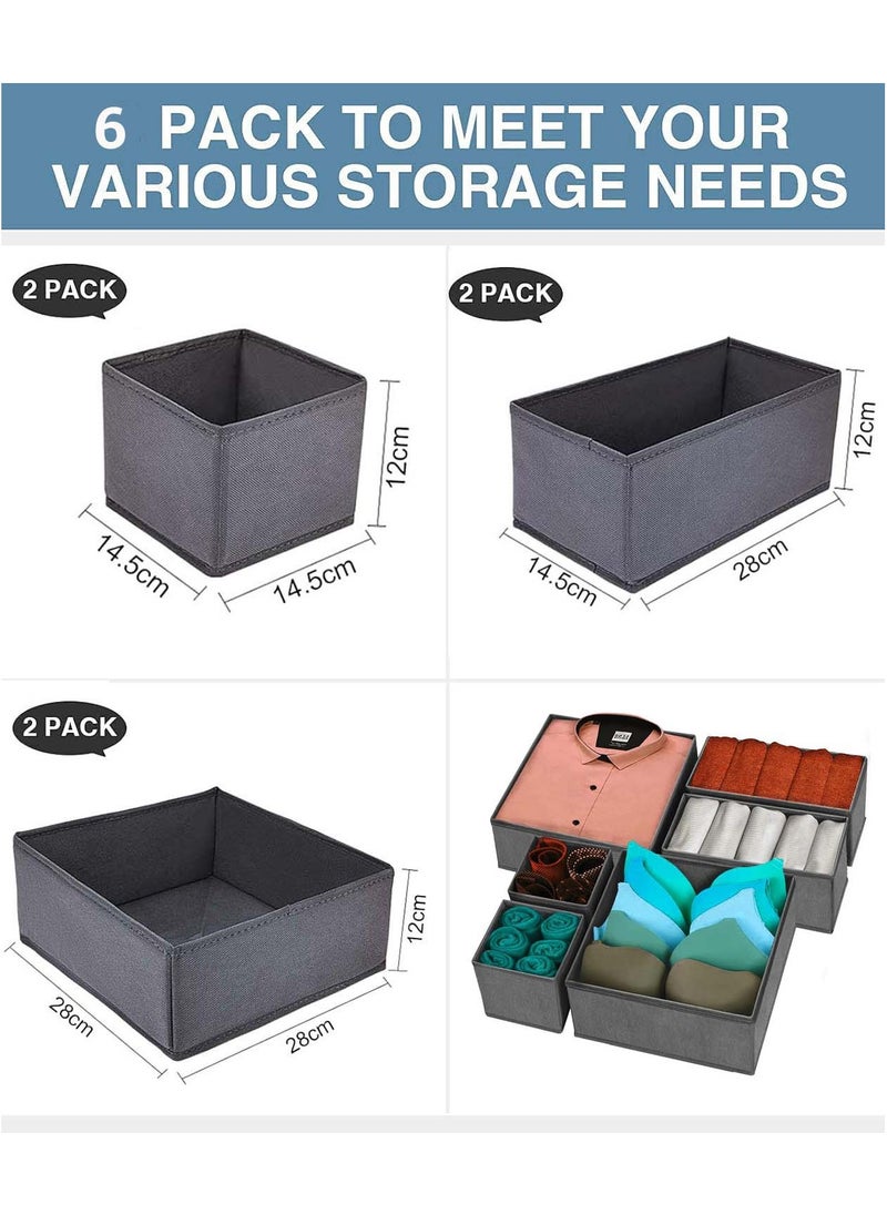 YIM-VIBEHAUS 6 Pack Wardrobe Organiser Foldable Underwear Drawer Organiser Closet Organizers and Storage for Clothes, Socks, Scarves, Ties (Beige)  - Image 3