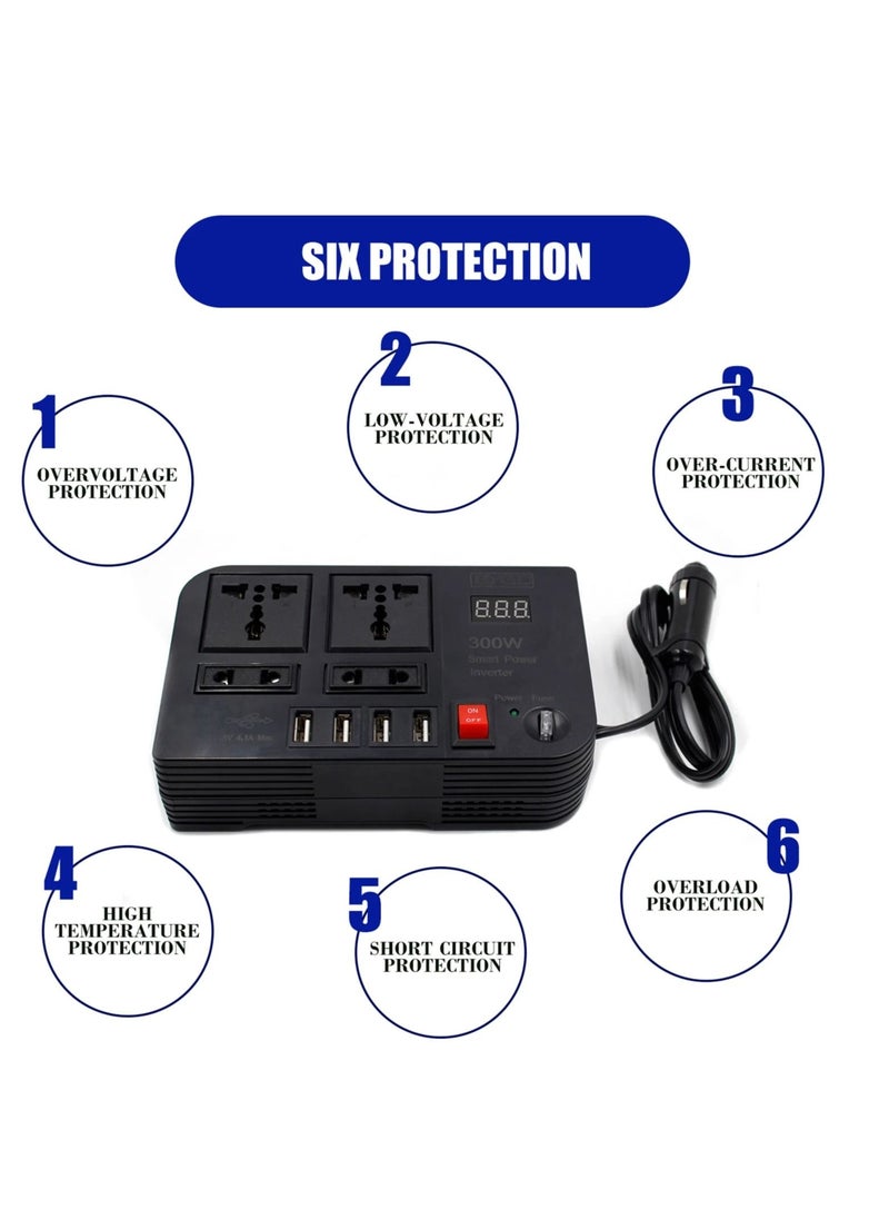 BYGD - 300W Car Power Inverter,DC 12V to 110V AC Converter,DC 24V To 220V AC Converter With 1 Socket Adapter And 3 USB Ports Charger Adapter Car Accessories - Image 1