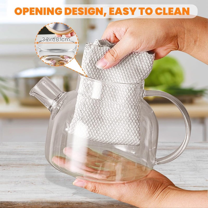 JINELZA Glass Tea Pot Kettles Stovetop Safe 1000ml Heatproof Borosilicate Glass Teapot Water Pitcher with Bamboo Lid and Removable Filter Spout for Loose Leaf and Blooming Tea 1 Pcs - Image 4