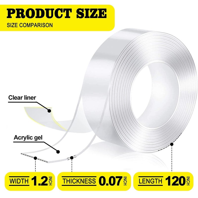 BODRA ENTERPRISE BODRA ENTERPRISE Double Sided Silicone Grip Nano Gel Tape Reusable Washable Heavy Duty Heat Resistant MultiFunctional Removable Multipurpose Super Sticky Gel Grip Mounting Tape Grip Tape 1PCS  - Image 4
