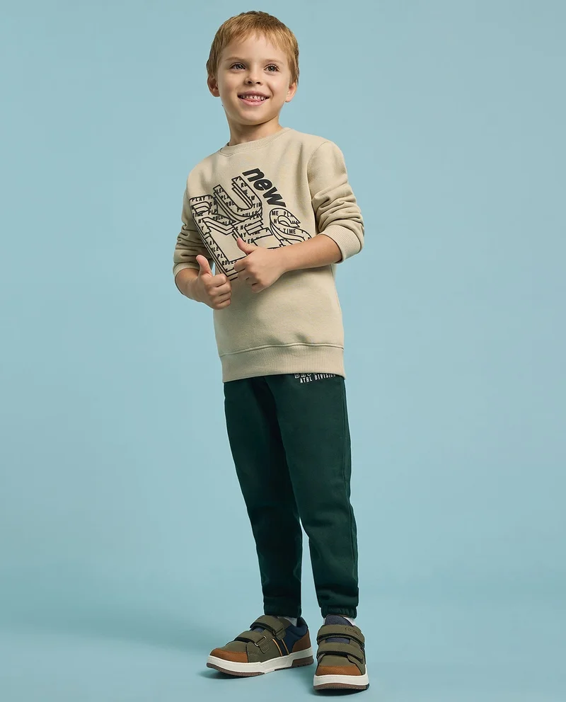 أر أند بي Printed Sweatshirt with Crew Neck and Long Sleeves