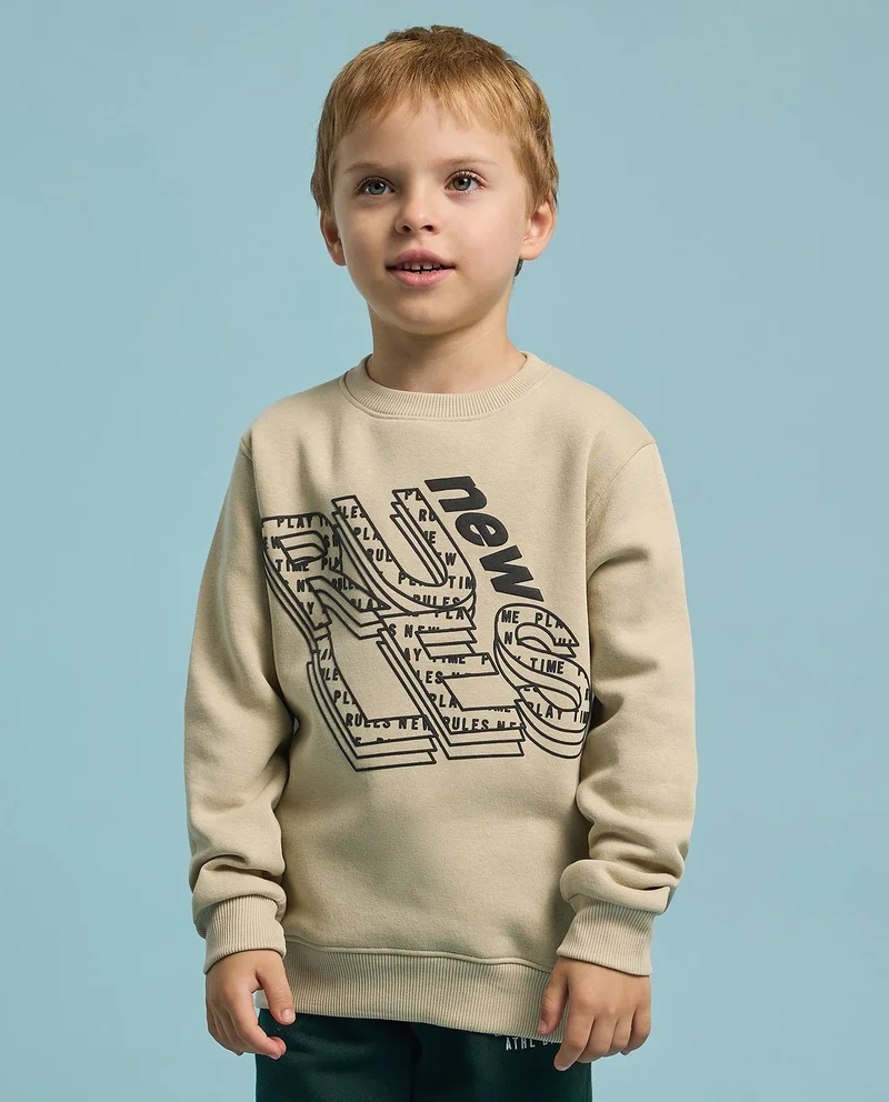 أر أند بي Printed Sweatshirt with Crew Neck and Long Sleeves