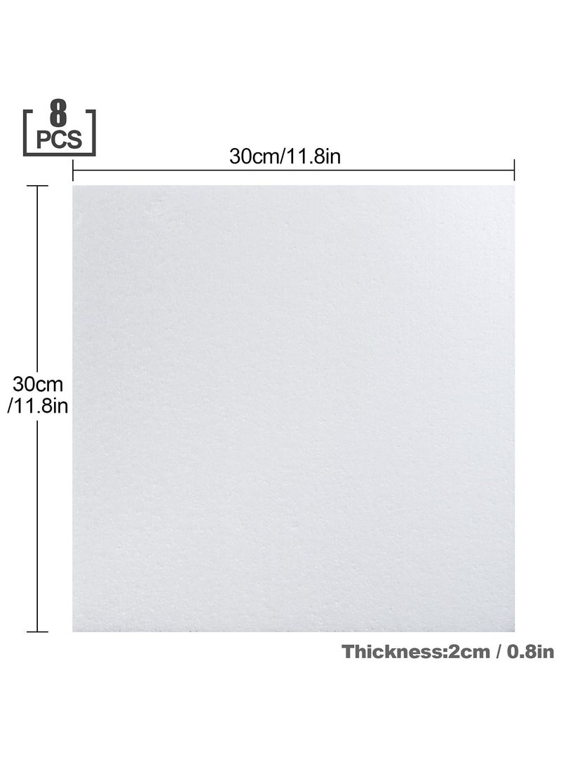 CRAFT MAGIC - CRAFT MAGIC, 8PCS Craft Styrofoam Block, 30 x 30 x 2cm White Rectangle Foam Blocks, Polystyrene Foam Sheets, High-Density Styrofoam Blocks for Crafting Modeling Sculpting DIY Art Projects - Image 1